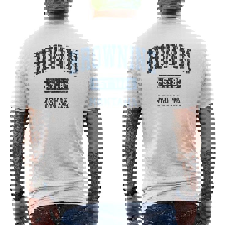 Browning Montana Mt ビンテージ スポーツ 確立 ネイビーデザイン 長袖tシャツ メンズTシャツ バックプリント