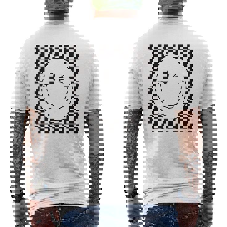 Camisa De Caraonriente A Cuadros Con Ojos Guiños Cara Feliz De Los Años 90 Camiseta Hombre Estampado Espalda