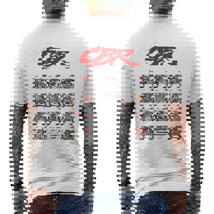 Cbr、オートバイ、オートバイ、ロードレース、バイカーの進化。 メンズTシャツ バックプリント