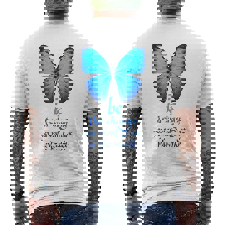 Be The Change 蝶 メンズTシャツ バックプリント