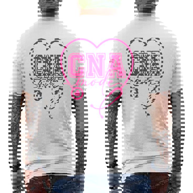 Cna認定看護助手患者ヘルスケア ピンク メンズTシャツ バックプリント