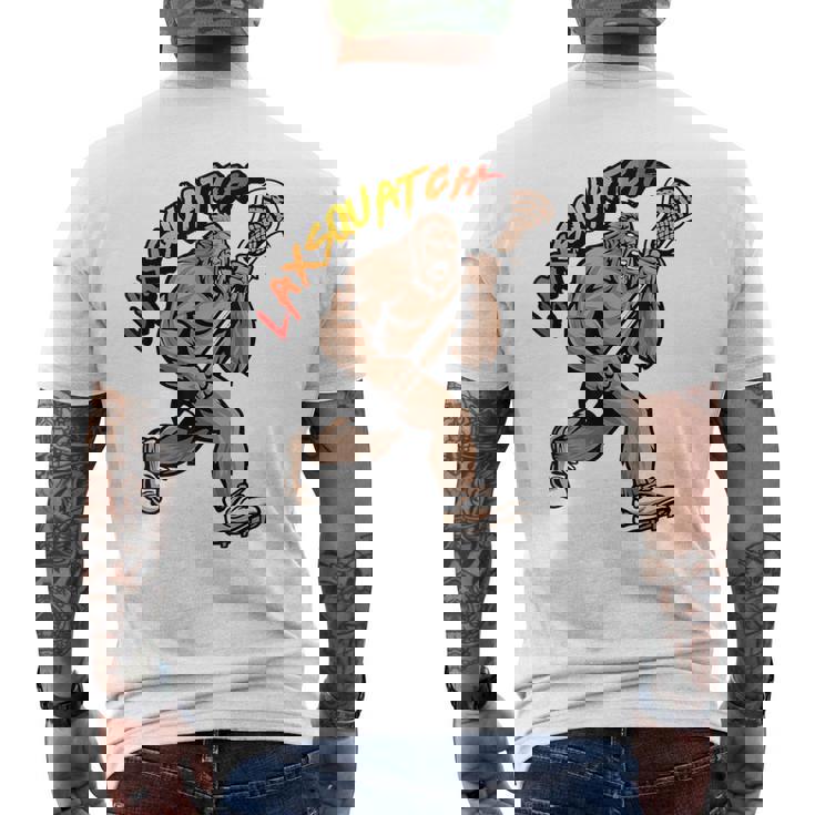 D-Pole Longtick Bigfoot Lacrosse Player Laxsquatch メンズTシャツ バックプリント