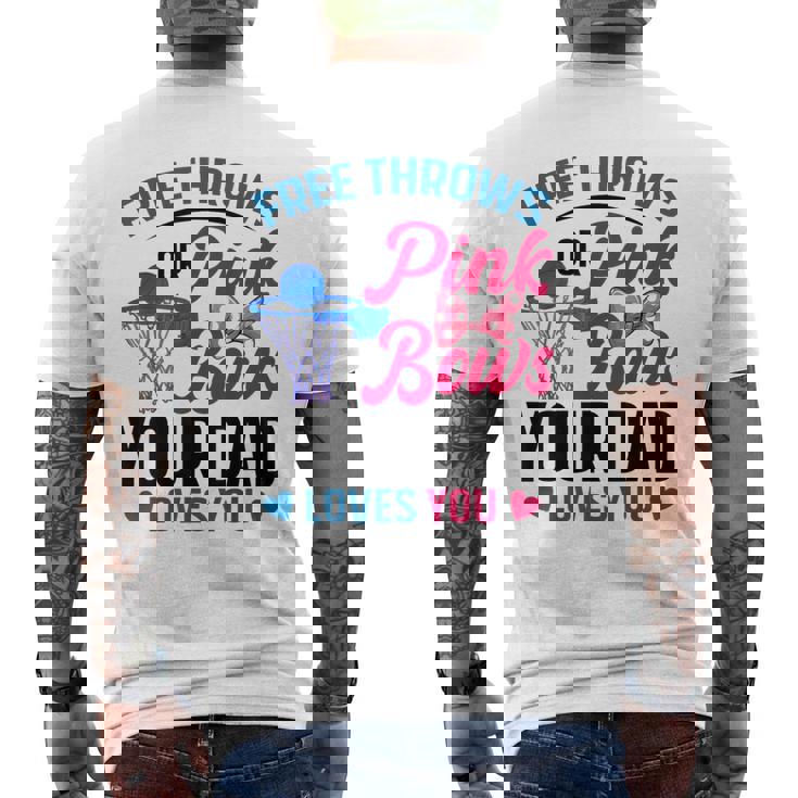 Dad Loves You Free Throw Or Pink Bows 性別発表 メンズTシャツ バックプリント