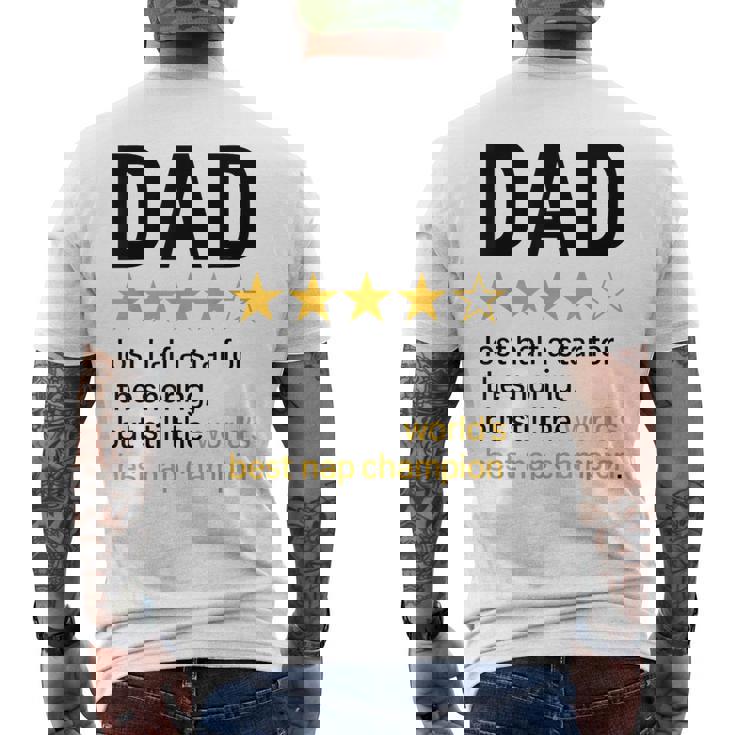 Dadtar Rating いびきジョーク 世界最高のお昼寝チャンピオン メンズTシャツ バックプリント