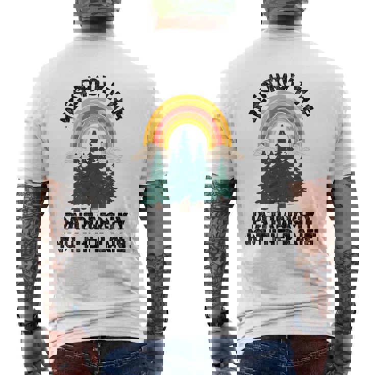 Destroy The Patriarchy Not The Planet フェミニスト フェミニズム メンズTシャツ バックプリント