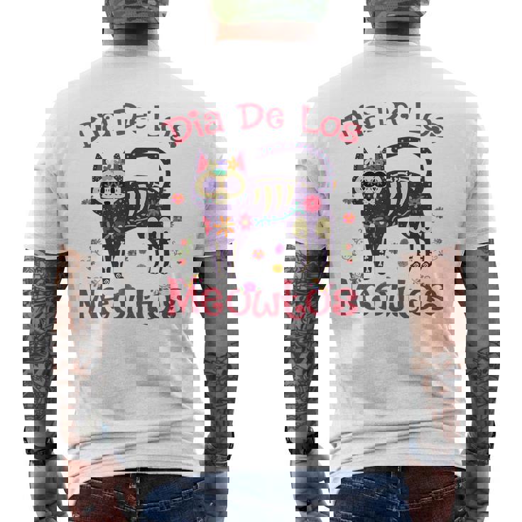 Dia De Los Meowtos Muertos シュガースカル キャット 死者の日 メンズTシャツ バックプリント
