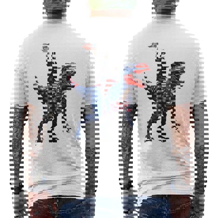 Dino Abraham Lincoln 4Th Of July Boys American Flag メンズTシャツ バックプリント