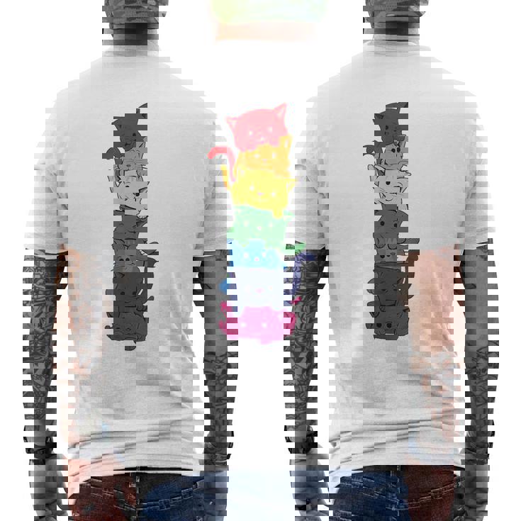 Divertido Gato Lgbt Pila Arco Iris Orgullo Gay Para El Amante De Camiseta Hombre Estampado Espalda