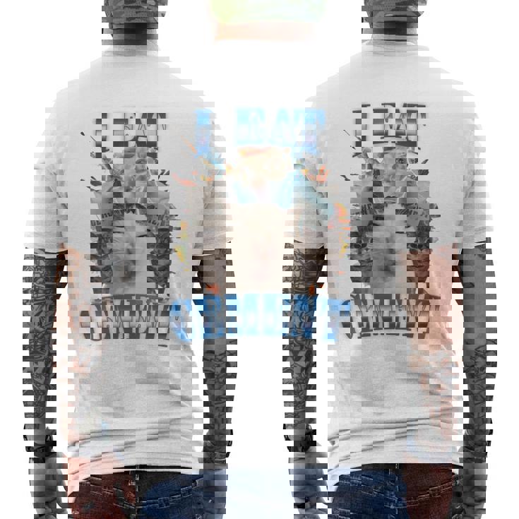 I Eat セメント 呪われた猫 面白い 奇妙な特定 ダンク ミーム 長袖tシャツ メンズTシャツ バックプリント