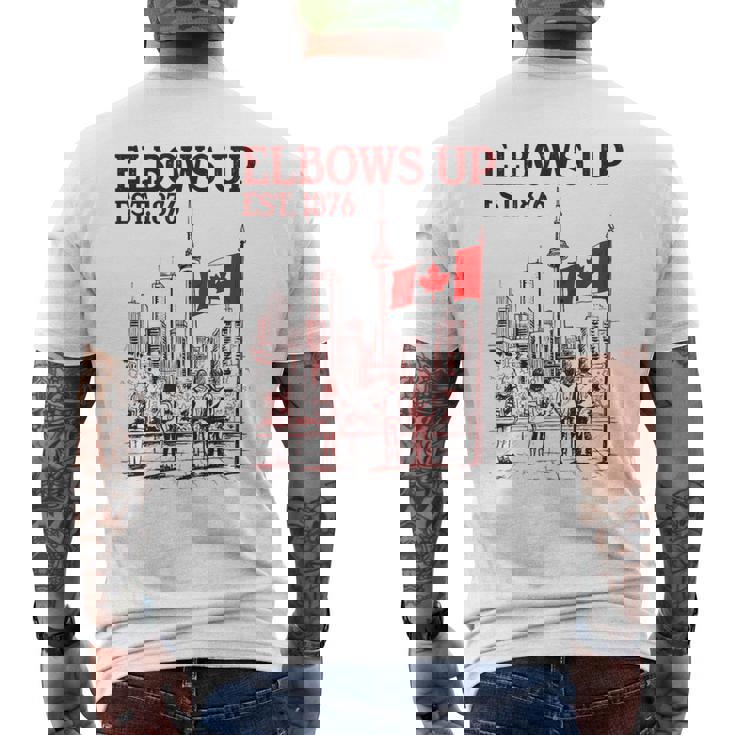 Elbows Up Canada Est 1867 カナダ国旗 カナダ地図 カナダ メンズTシャツ バックプリント