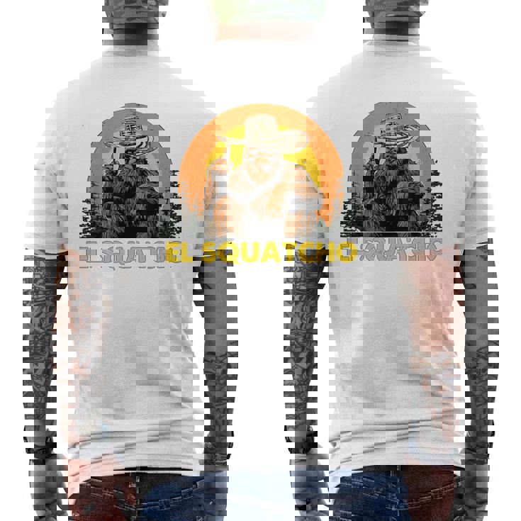 Elquatcho 面白いシンコ・デ・マヨ ビッグフット サスカッチ メンズTシャツ バックプリント