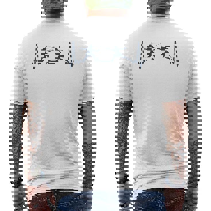 Esgrima Fencer Jugadores Juego Fencing Cardiogram Esgrima Camiseta Hombre Estampado Espalda