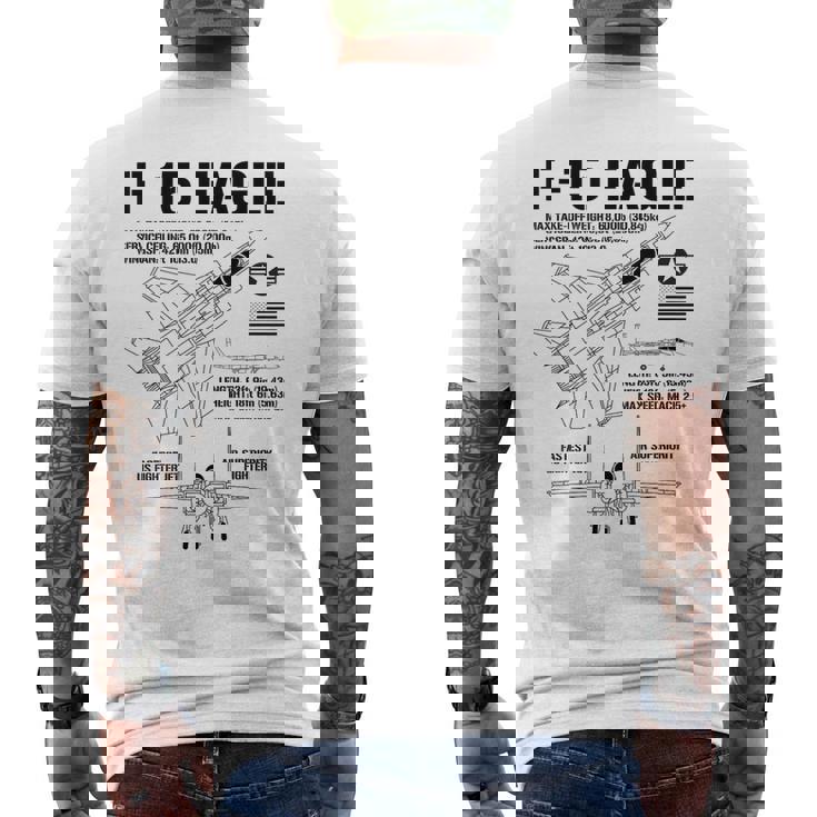 F-15 イーグル戦闘機 ジェット仕様 軍用飛行機 F15 イーグル メンズTシャツ バックプリント