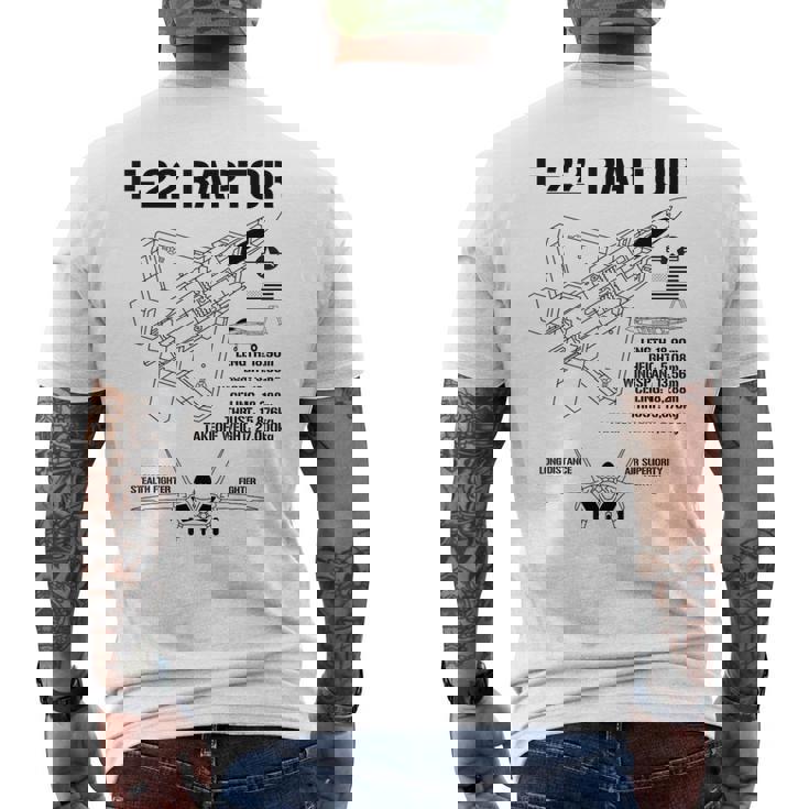 F22 ラプター戦闘機 ジェット仕様 軍用飛行機 F22 ラプター メンズTシャツ バックプリント