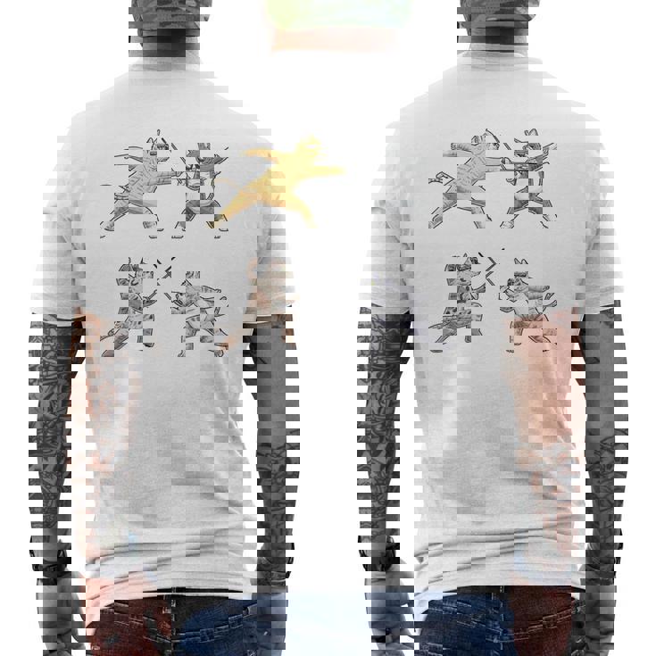 Fencer 猫 エペフェンシング付き メンズTシャツ バックプリント