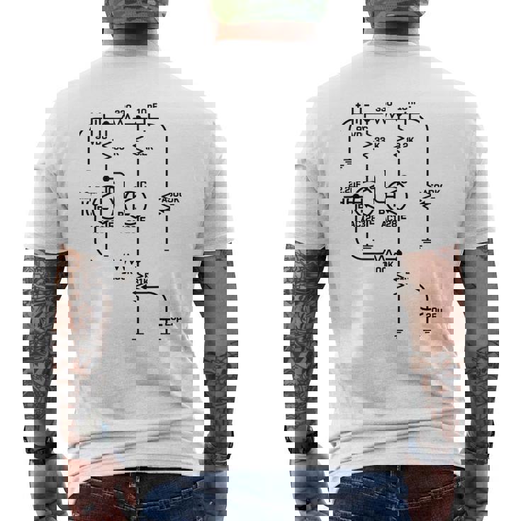 Fuzz Pedal スケマティック図 ゲルマニウム Pnp 回路効果 メンズTシャツ バックプリント