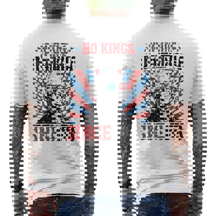 George Washington Protest Sign Democracy No Kings In America Men's T-shirt Back Print