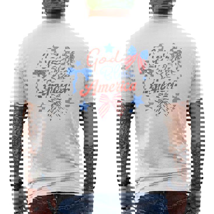 God Bless America コケットボウ 7月4日 キリスト教の愛国心 メンズTシャツ バックプリント