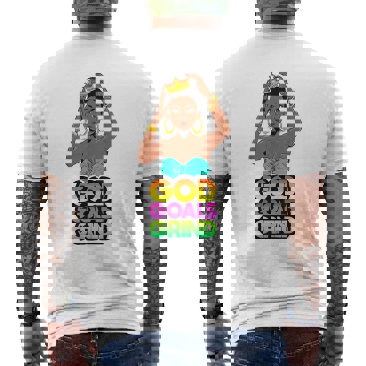 God Goals グラインドメラニン クリスチャン 楽しい ブラック クイーン ガールズ メンズTシャツ バックプリント