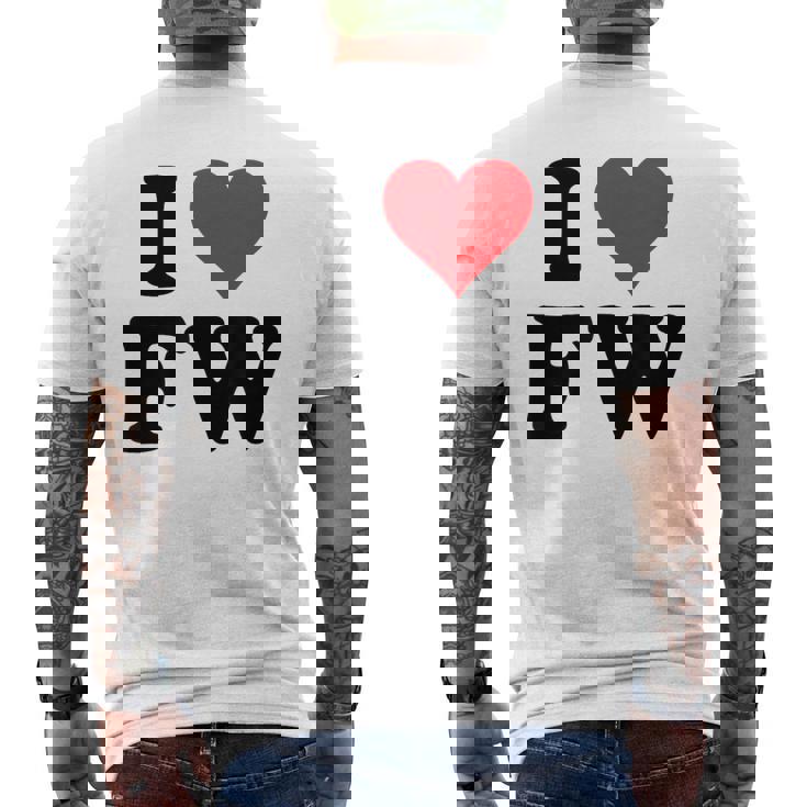 I Heart Fw Initials I Love FW First And Last Name F W メンズTシャツ バックプリント