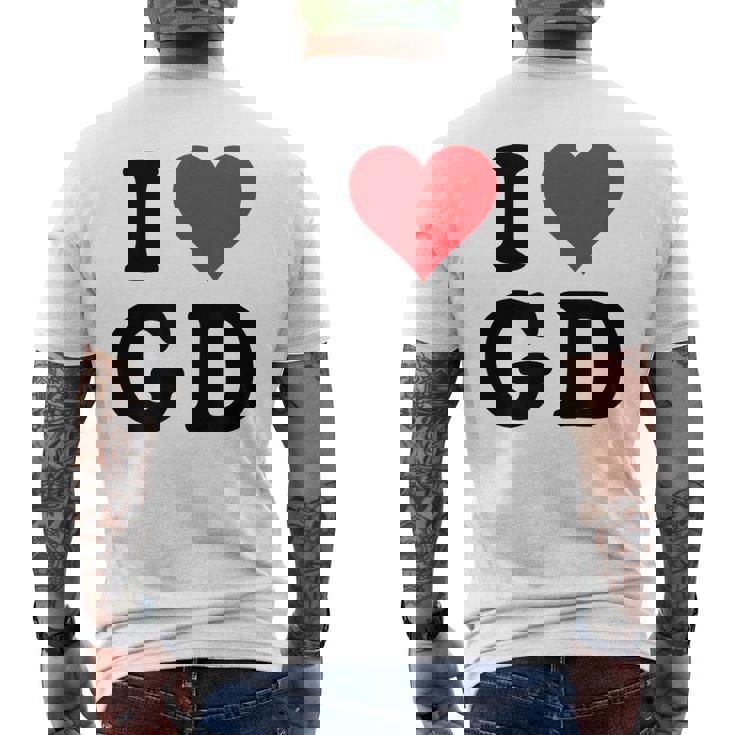 I Heart Gd Initials I Love GD First And Last Name G D メンズTシャツ バックプリント