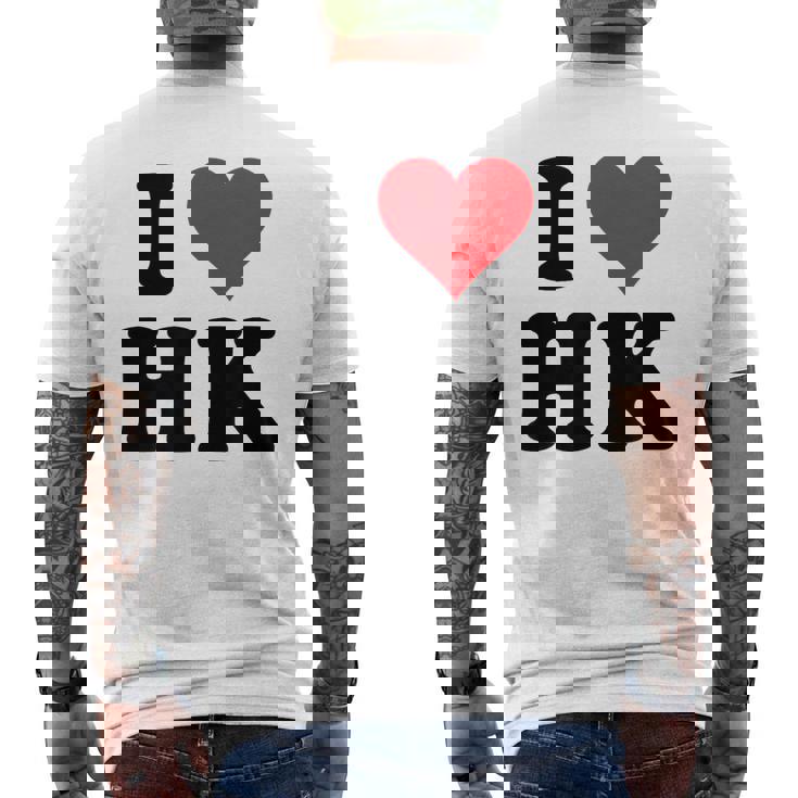 I Heart Hk Initials I Love HK First And Last Name H K メンズTシャツ バックプリント