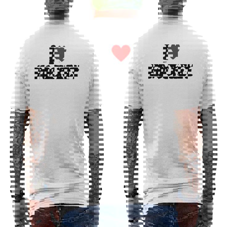 I Heart Hockey メンズTシャツ バックプリント