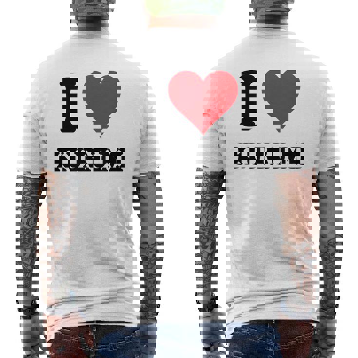 I Heart Kurumi ファーストネーム I Love パーソナライズ メンズTシャツ バックプリント