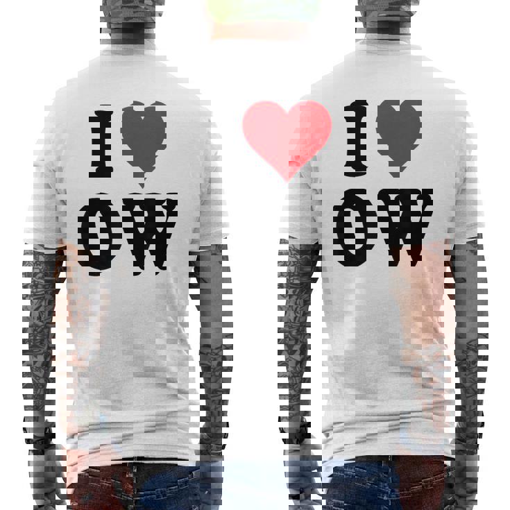 I Heart Ow Initials I Love OW First And Last Name O W メンズTシャツ バックプリント