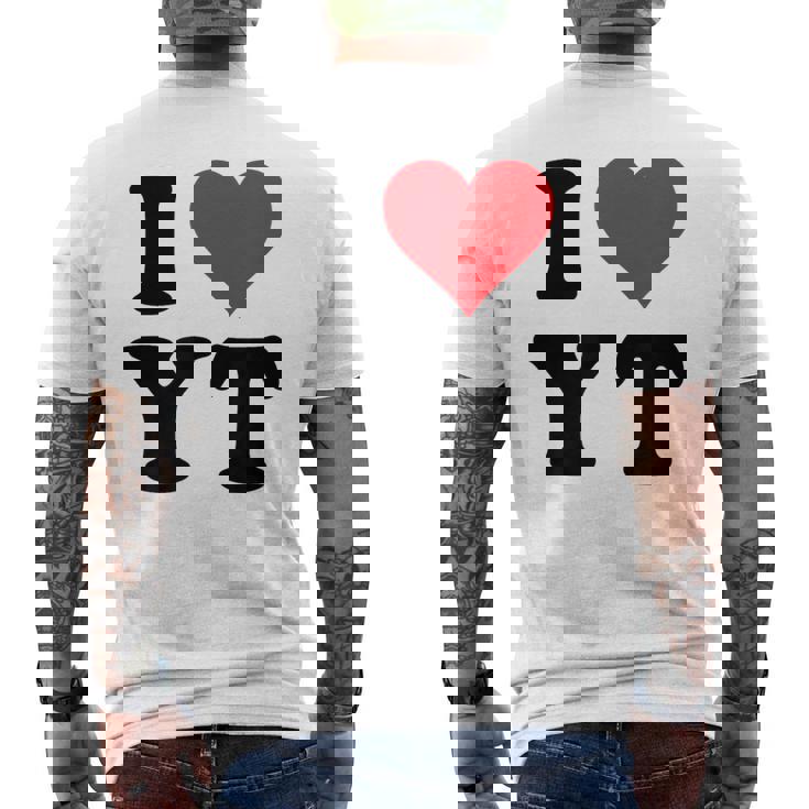 I Heart Yt Initials I Love YT First And Last Name YメンズTシャツ バックプリント