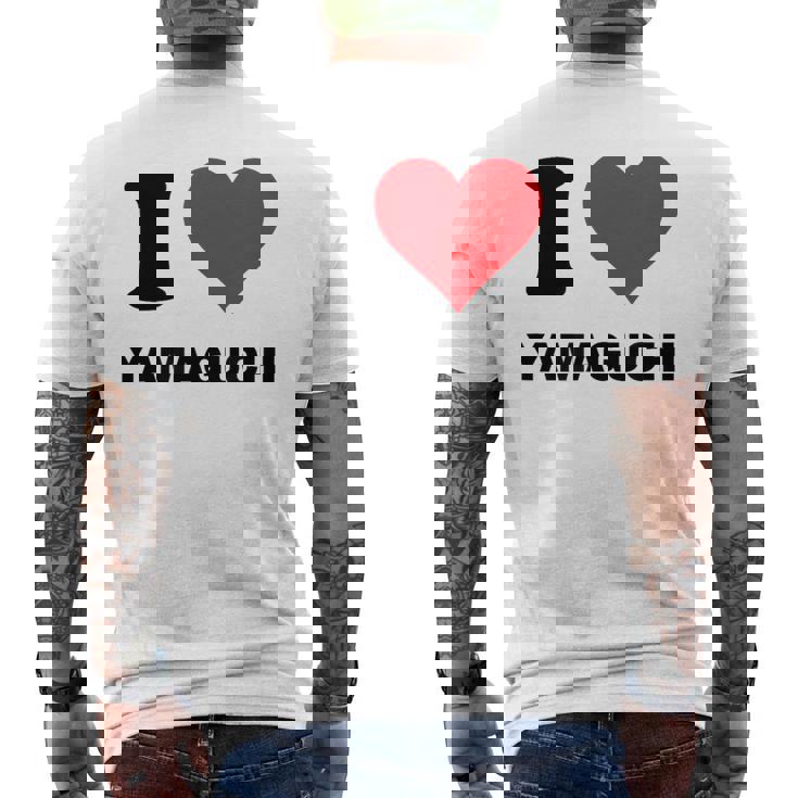 I Heart 山口 Japan Love 日本土産 メンズTシャツ バックプリント