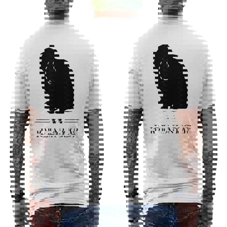 Holland Lop Rabbitブラックシルエット メンズTシャツ バックプリント