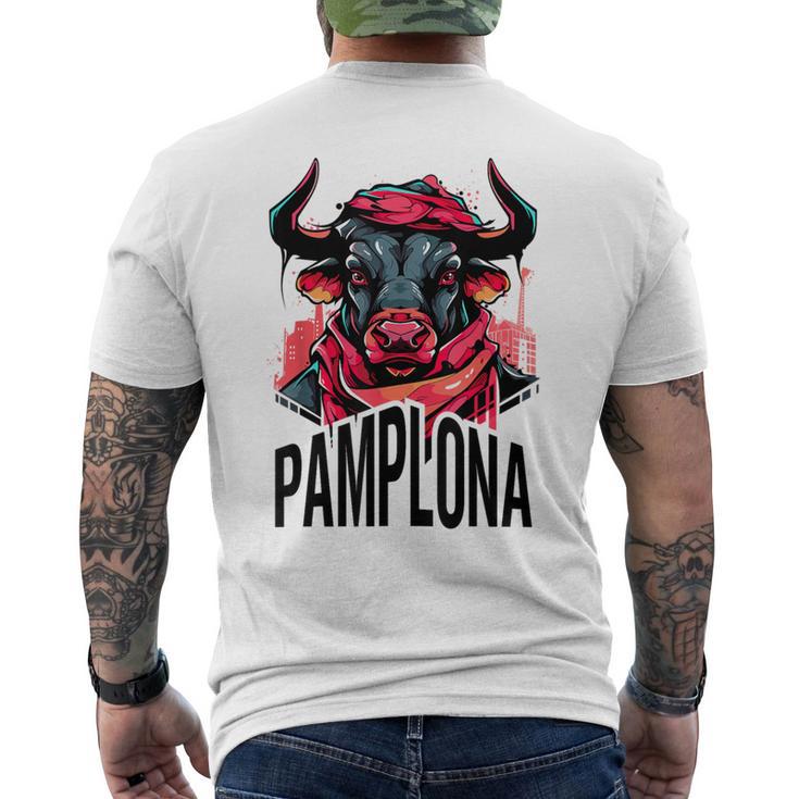 Ilustración Divertida Toroan Fermines De Pamplona Camiseta Hombre Estampado Espalda