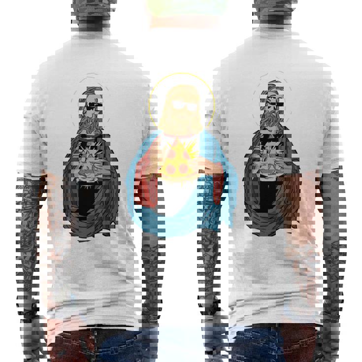 Jesus Holding A Pizza 長袖tシャツ メンズTシャツ バックプリント