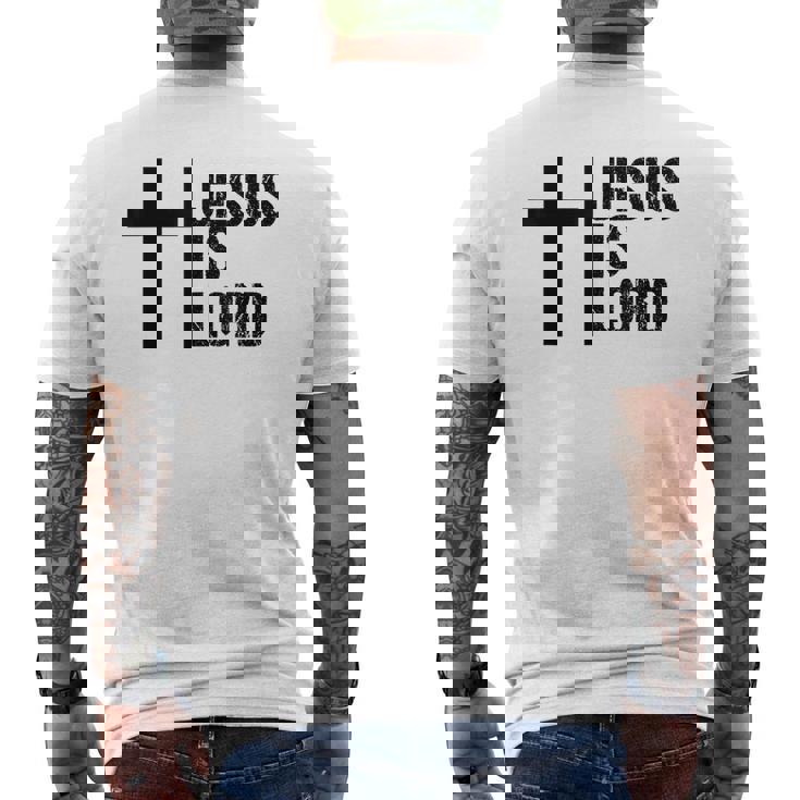 Jesus Is Lord 十字架 信仰 クリスチャン 聖書 神聖 メンズTシャツ バックプリント