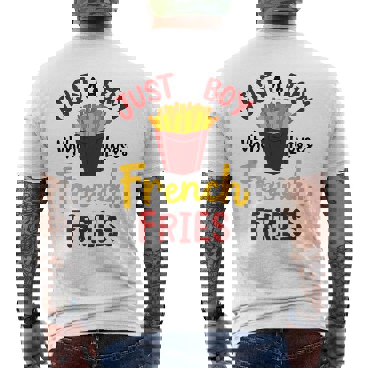 Just A Boy Who Loves French Fries フライドポテト じゃがいも ヴィーガン メンズTシャツ バックプリント