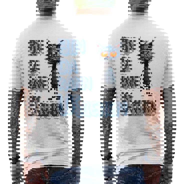 Katze Bin Da 'T Losgehen ファニーステートメントキャット メンズTシャツ バックプリント