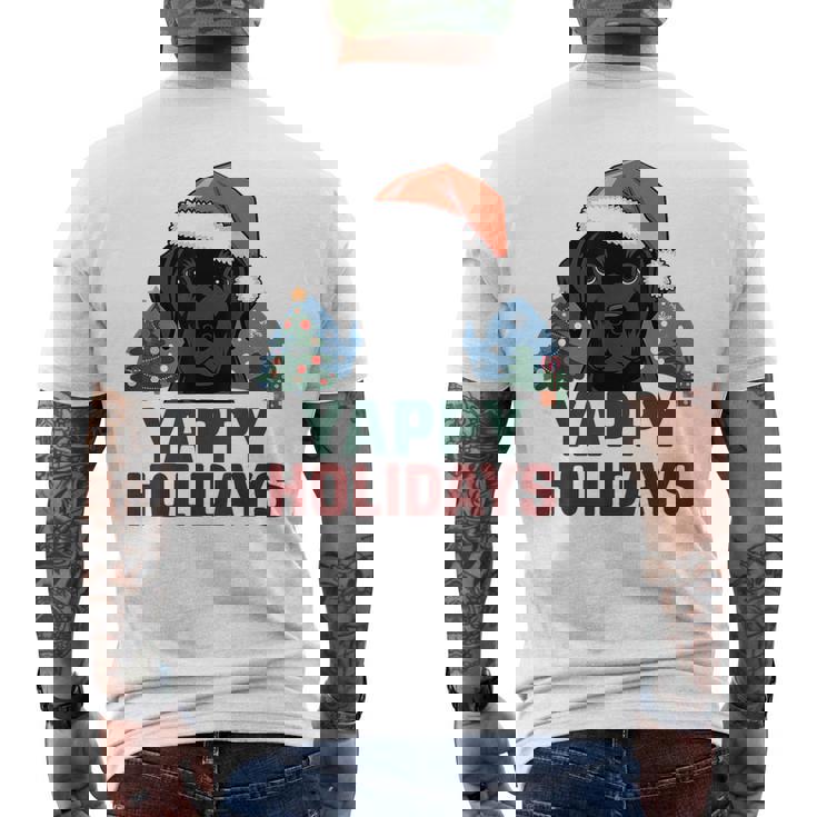 Lab クリスマス ラブラドールレトリバー Yappy Holidays Dog メンズTシャツ バックプリント