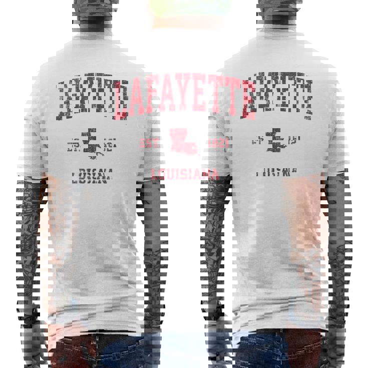 Lafayette ルイジアナ Laビンテージスポーツデザイン レッドプリント メンズTシャツ バックプリント