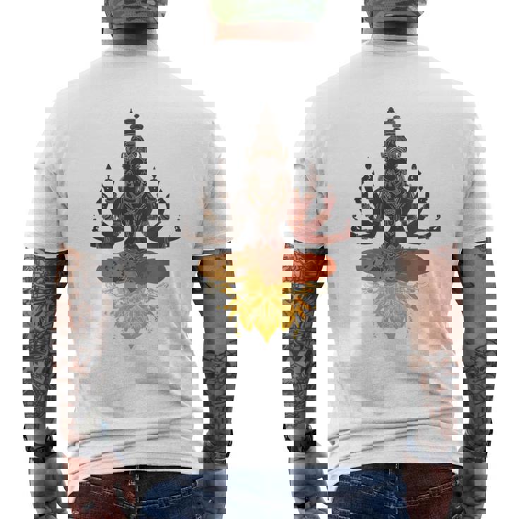 Lele ヒンドゥー教の神 ヴィシュヌ・ガネーシャ・シヴァモチーフ メンズTシャツ バックプリント