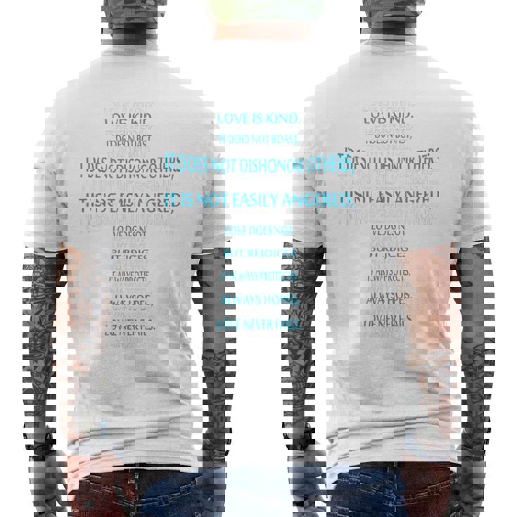 Liebe Ist Geduldig Liebe Ist Gütiges 聖書erskreuz メンズTシャツ バックプリント