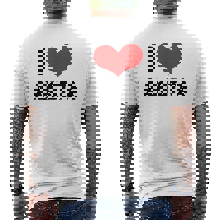 I Love Akita 愛 ハート 秋田 秋田県 日本 お土産 かわいい おしゃれ メンズTシャツ バックプリント