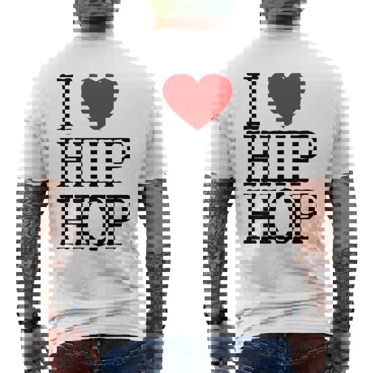 I Love Hip Hop ハート ラップ&ヒップホップファン メンズTシャツ バックプリント