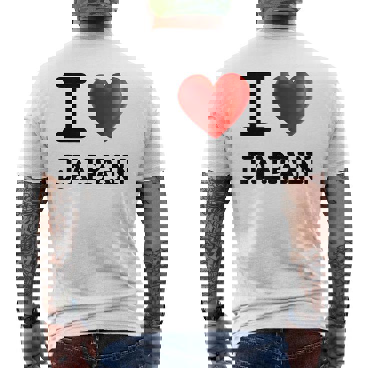 I Love Japan お土産 観光ハート メンズTシャツ バックプリント