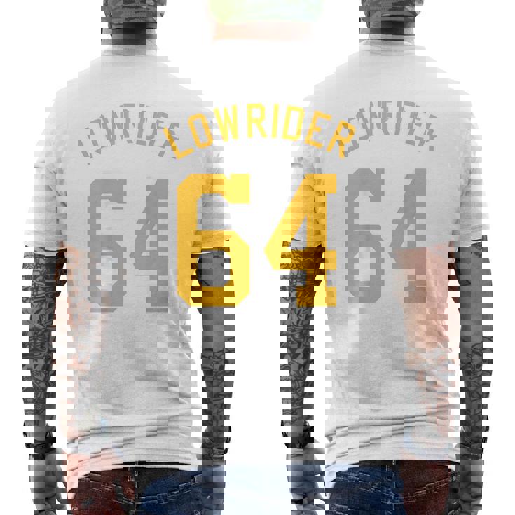 Lowrider 64 Jersey Number On The Back Classic Lowrider Car メンズTシャツ バックプリント
