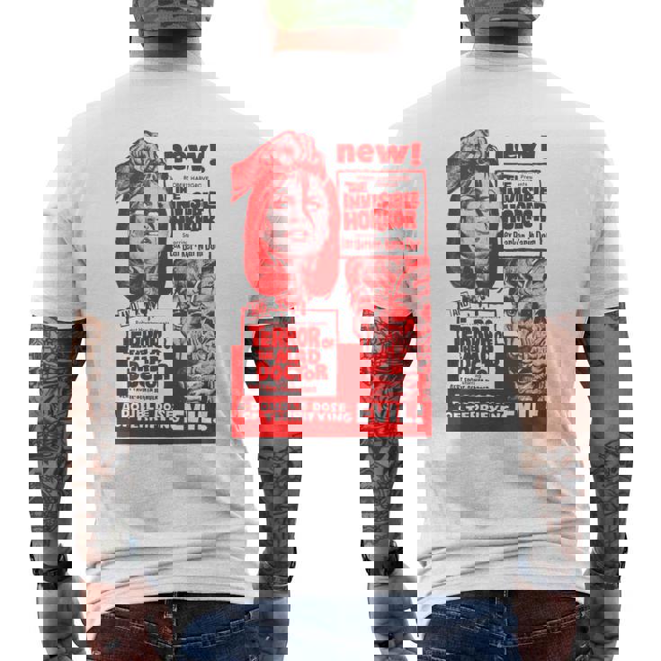 Mad Doctor Terror ハロウィンモンスターポスター ホラー映画 メンズTシャツ バックプリント