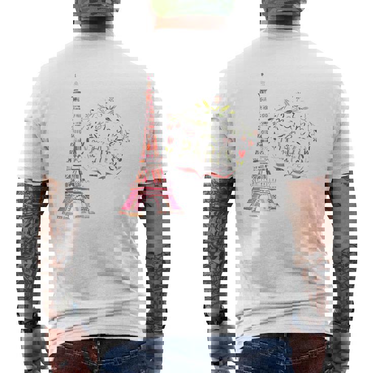 Meet Me In Paris 水彩プリントtシャツ エッフェル塔 メンズTシャツ バックプリント