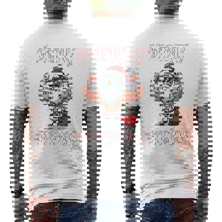 Merry Fitmas クリスマス フィットネス アグリークリスマス スウール サンタ 長袖tシャツ メンズTシャツ バックプリント