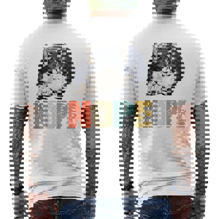 Nope 眠るシベリアンハスキーデザイン 長袖tシャツ メンズTシャツ バックプリント