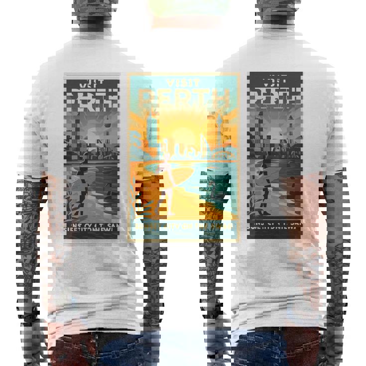 Perth Australia – ビンテージ旅行ポスタースタイル 長袖tシャツ メンズTシャツ バックプリント